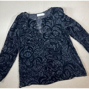 Johnny Was Shirt Womens XS Sheer Whimsy Goth Long Sleeve 4 Love‎ And Liberty